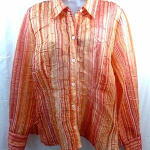 Christopher & Banks Blouse Shirt Medium M Orange S